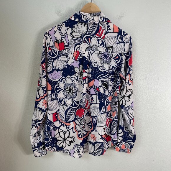 Express Portofino Shirt Womens Small Slim Fit Floral Button Up Blouse - Picture 7 of 7